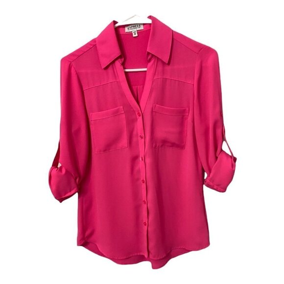 Express The Portofino Hot Pink Long Sleeve Shirt, Women’s Size XS - Picture 4 of 8